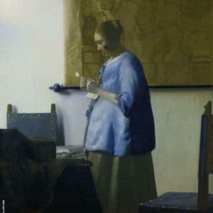 Woman in Blue Reading a Letter c1662