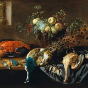 Still Life with Peacock Fruit and Birds