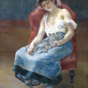 Sleeping Girl With A Cat