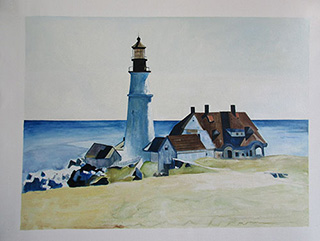 Portland Head Light 1927 - <a href='https://www.reproduction-gallery.com/oil-painting/1091502117/portland-head-light-1927-by-edward-hopper/'>More Detail</a>