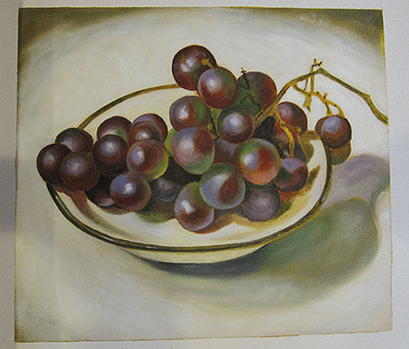 Grapes On White Dish Dark Rim 1920 - <a href='https://www.reproduction-gallery.com/oil-painting/1339992113/grapes-on-white-dish-dark-rim-1920-by-georgia-o-keeffe/'>More Detail</a>