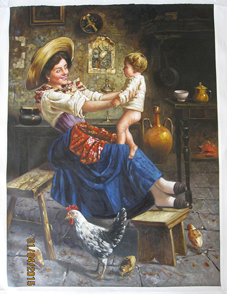 Eugenio Eduardo Zampighi Playing with Mother - <a href='https://www.reproduction-gallery.com/request-a-painting/'>More Detail</a>