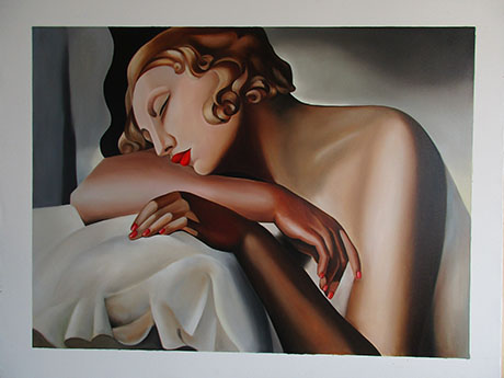 La Dormeuse - <a href='https://www.reproduction-gallery.com/oil-painting/1082940323/la-dormeuse-by-tamara-de-lempicka/'>More Detail</a>