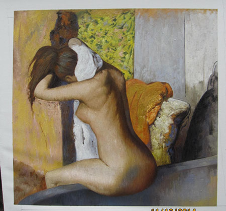 After the Bath, Woman Drying Her Nape 1895 - <a href='https://www.reproduction-gallery.com/oil-painting/1131064702/after-the-bath-woman-drying-her-nape-1895-by-edgar-degas/'>More Detail</a>