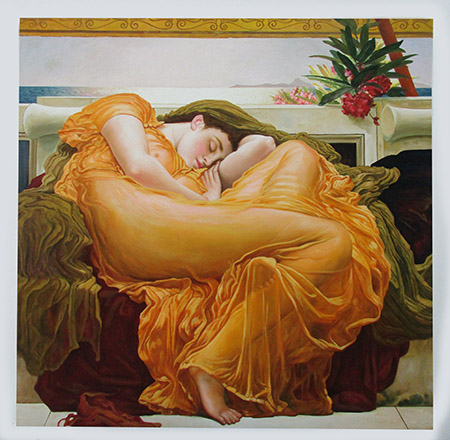 Flaming June c1895 - <a href='https://www.reproduction-gallery.com/oil-painting/1174287137/flaming-june-c1895-by-frederick-lord-leighton/'>More Detail</a>