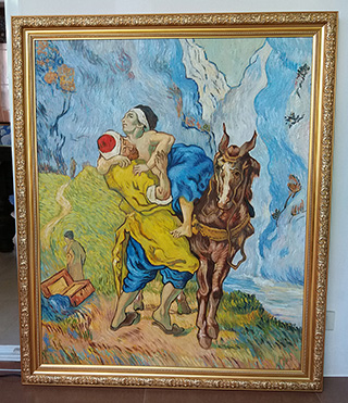 The Good Samaritan After Delacroix 1890 By Vincent Van Gogh - <a href='https://www.reproduction-gallery.com/oil-painting/1095557545/the-good-samaritan-after-delacroix-1890-by-vincent-van-gogh/'>More Detail</a>